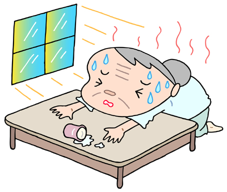 熱中症・高齢者・体調不良・室内・高温多湿・脱水症・熱中症予防